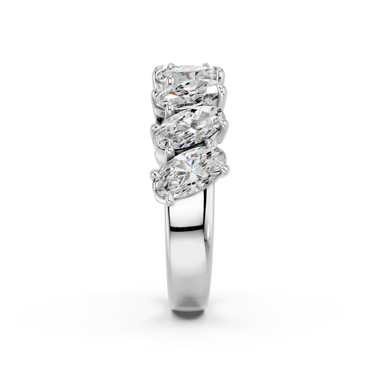 Tilted Moval Lab Diamond Anniversary  Band in 14K White Gold – reverse view