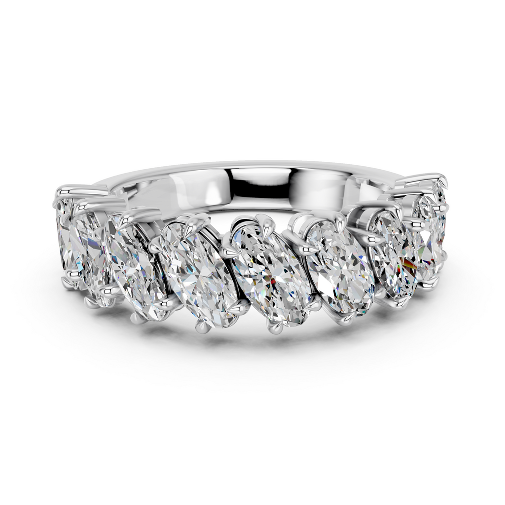 Tilted Moval Lab Diamond Anniversary  Band in 14K White Gold – top view