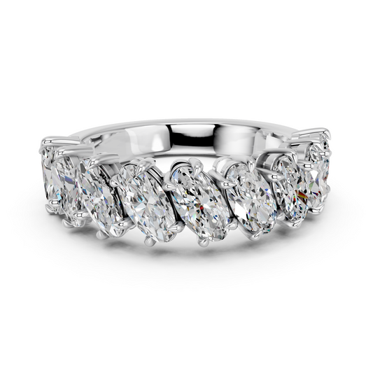 Tilted Moval Lab Diamond Anniversary  Band in 14K White Gold – top view