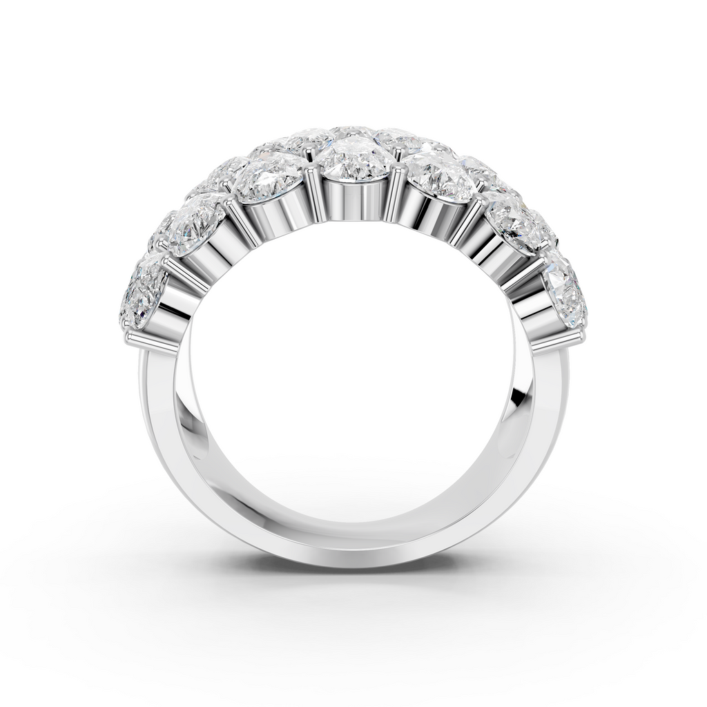Marquise And Pear Lab Diamond Anniversary Band in 14K White Gold – front view