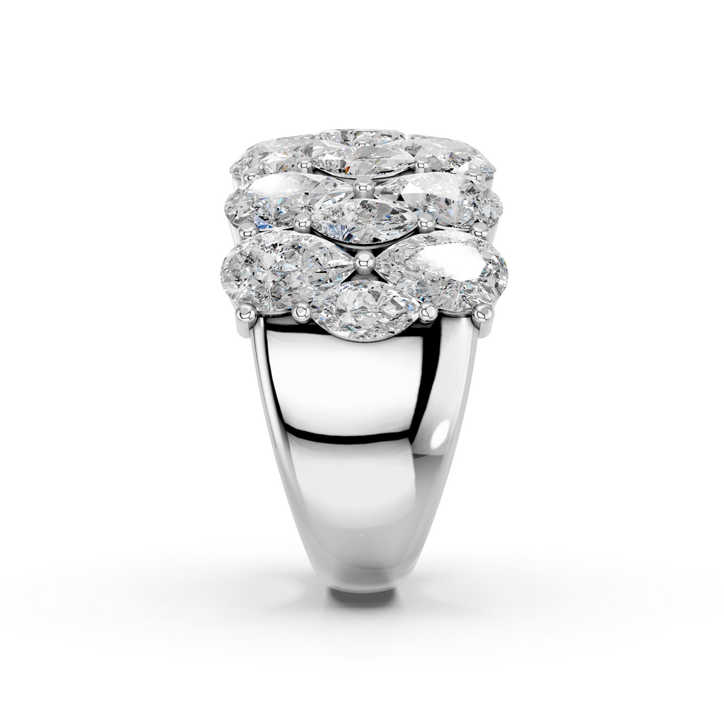 Marquise And Pear Lab Diamond Anniversary Band in 14K White Gold – reverse view