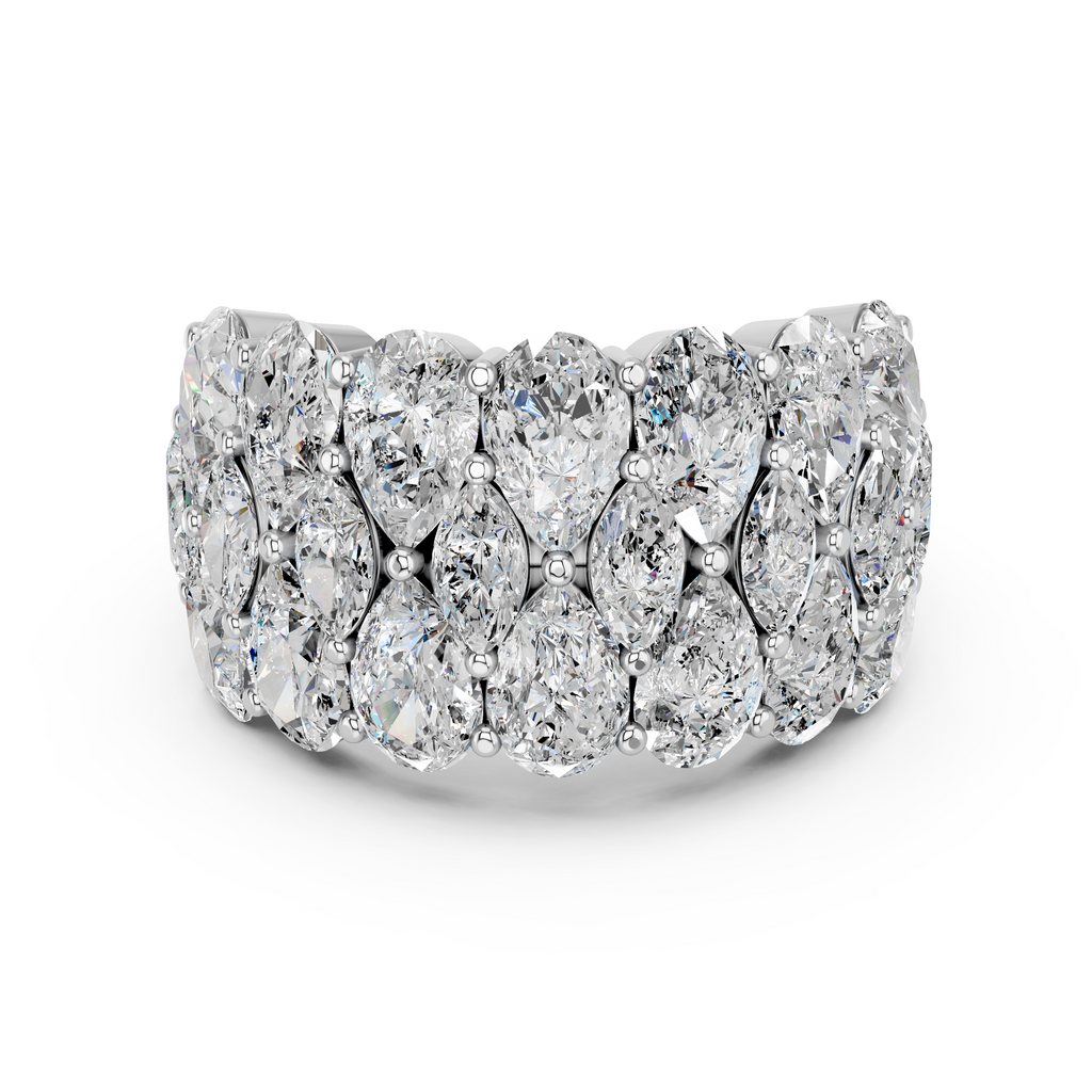 Marquise And Pear Lab Diamond Anniversary Band in 14K White Gold – top view