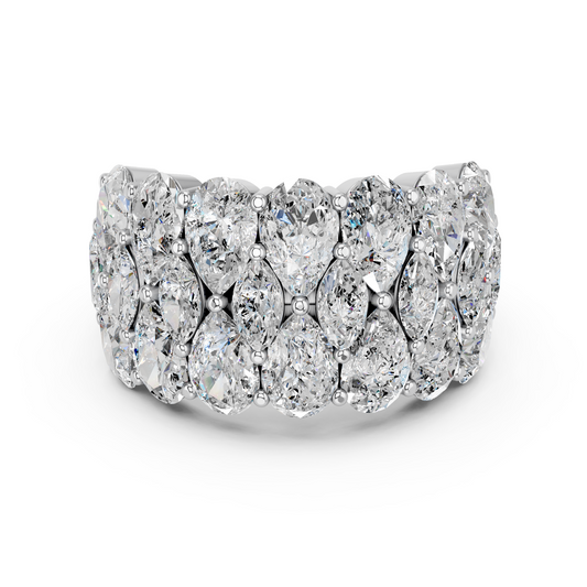 Marquise And Pear Lab Diamond Anniversary Band in 14K White Gold – top view