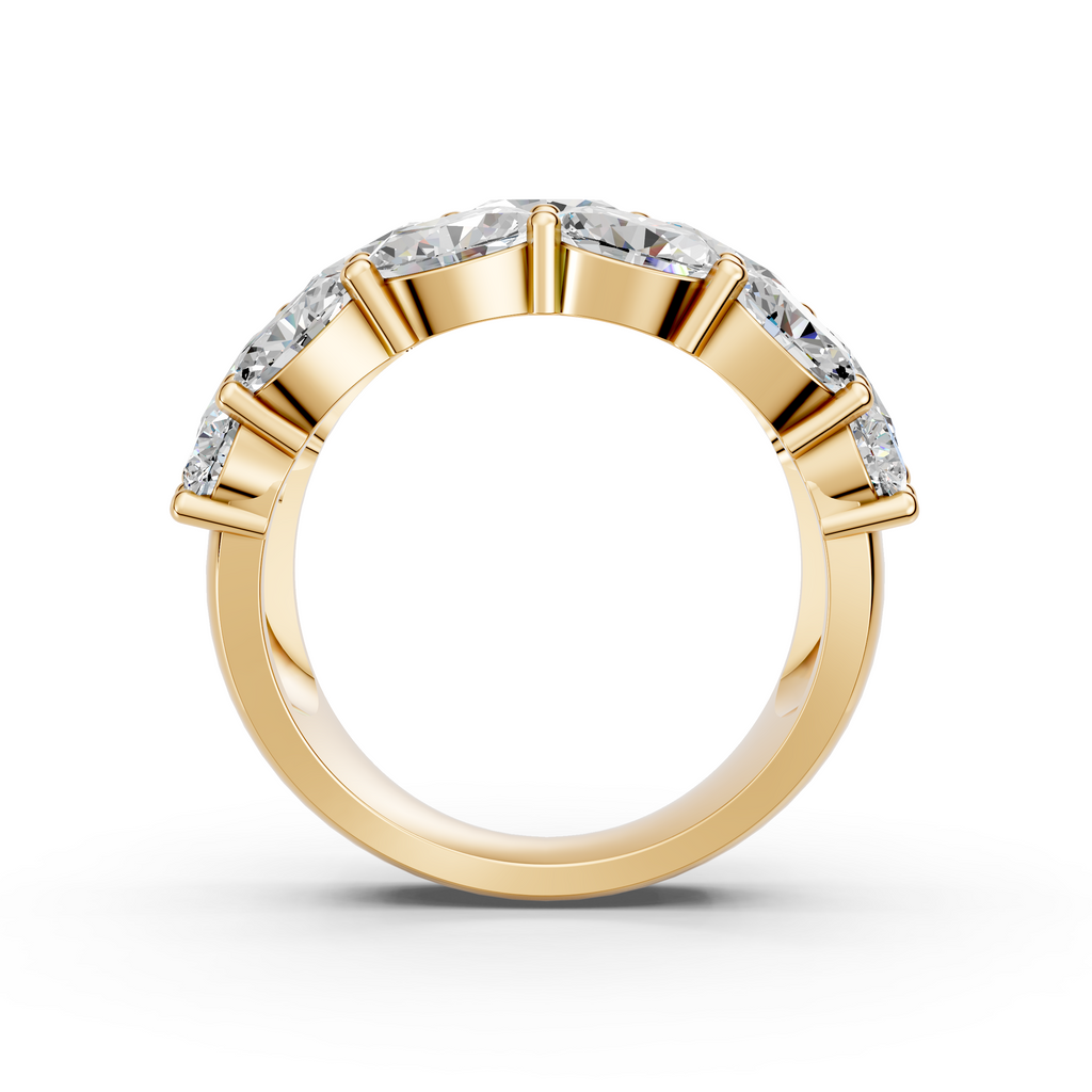 Oval Lab Diamond Anniversary Band in 14K Yellow Gold – front view