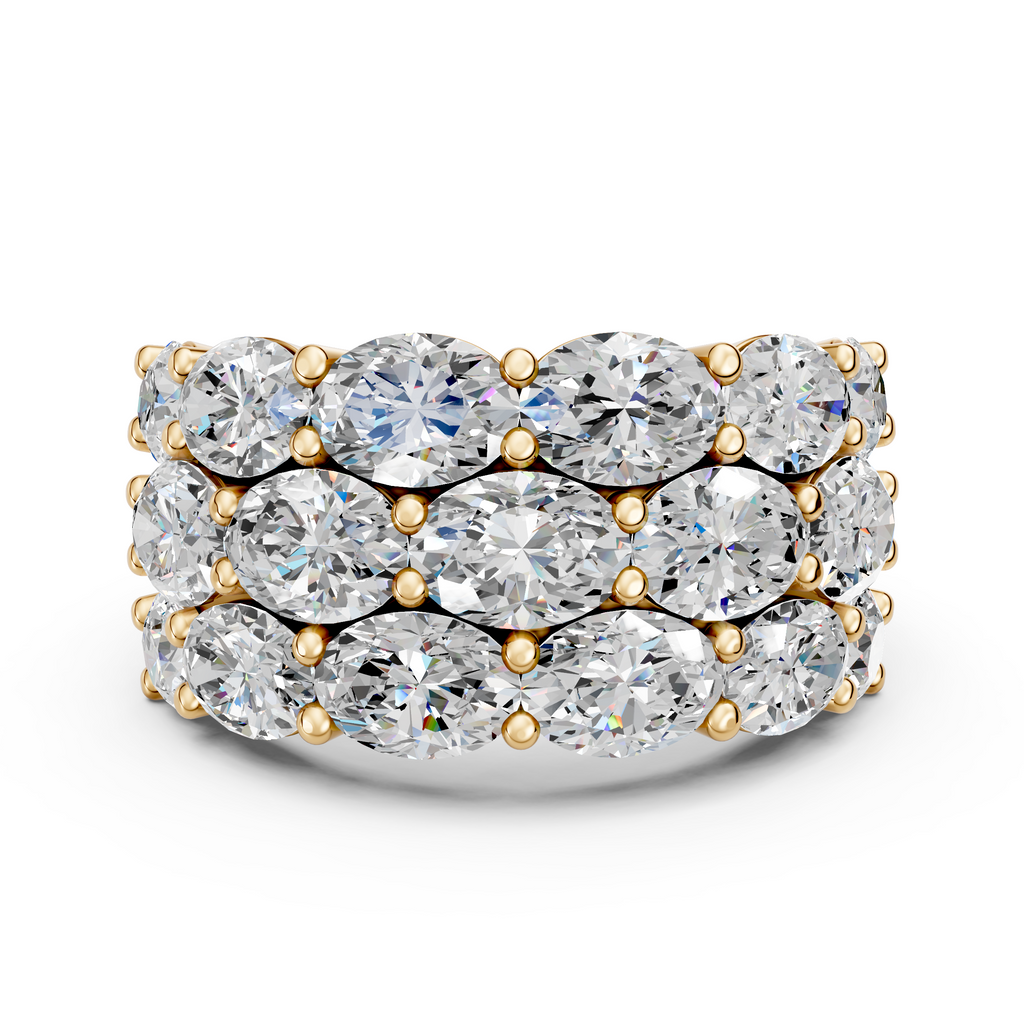 Oval Lab Diamond Anniversary Band in 14K Yellow Gold – top view