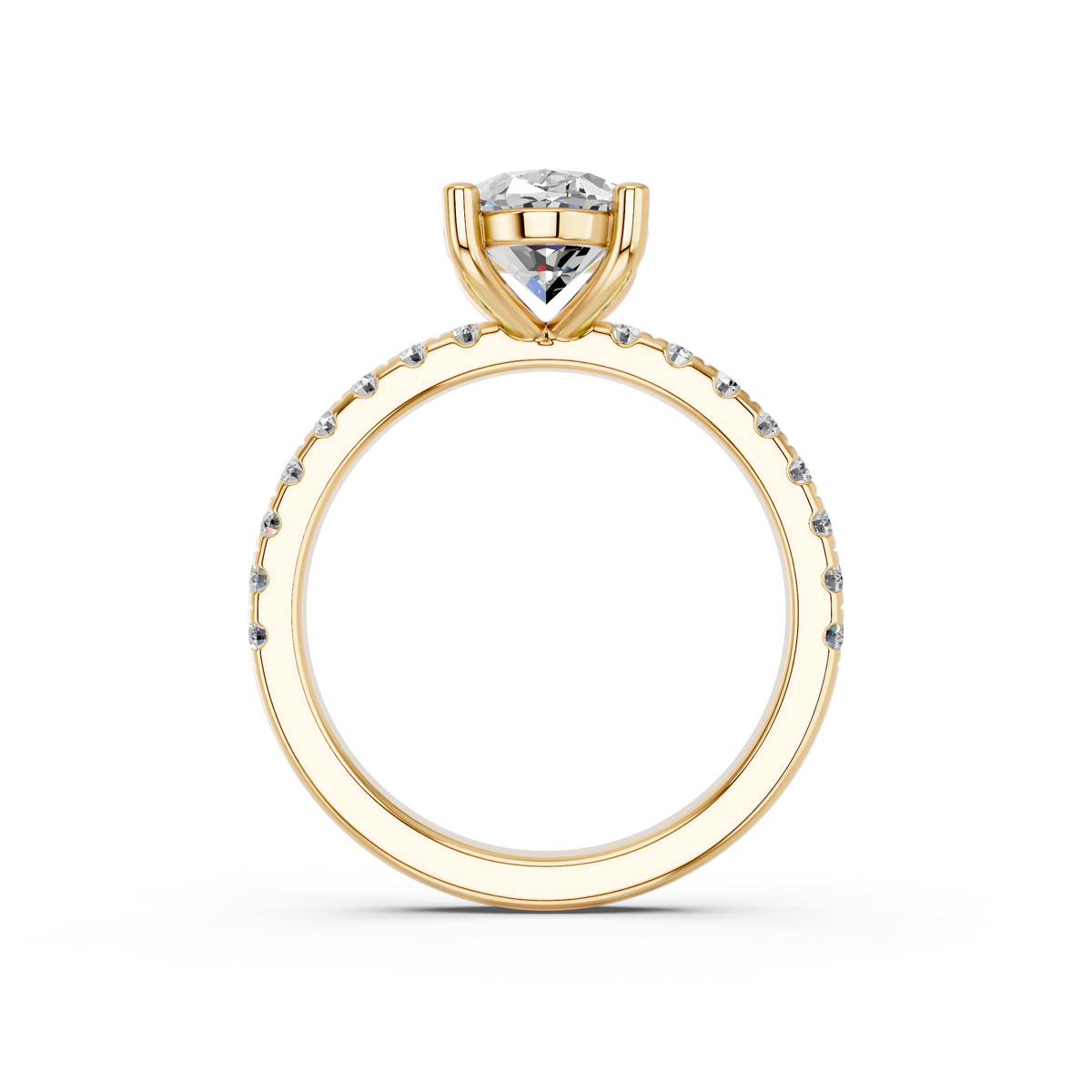 Oval Lab Diamond Engagement Ring in 14K Yellow Gold – front view
