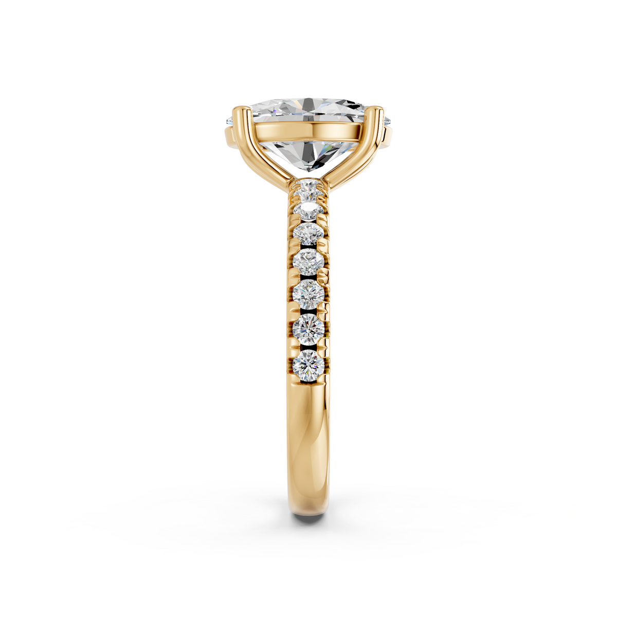 Oval Lab Diamond Engagement Ring in 14K Yellow Gold – reverse view