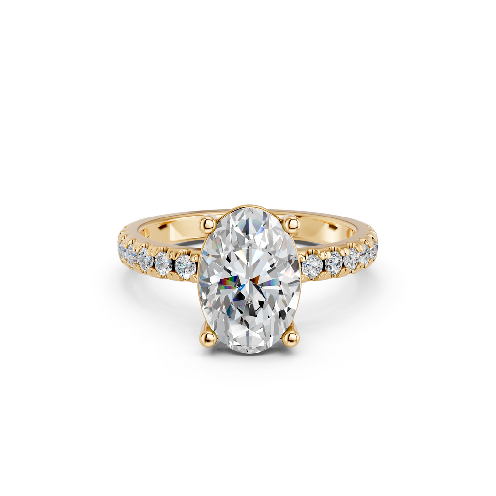 Oval Lab Diamond Engagement Ring in 14K Yellow Gold – top view