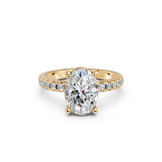 Oval Lab Diamond Engagement Ring in 14K Yellow Gold – top view