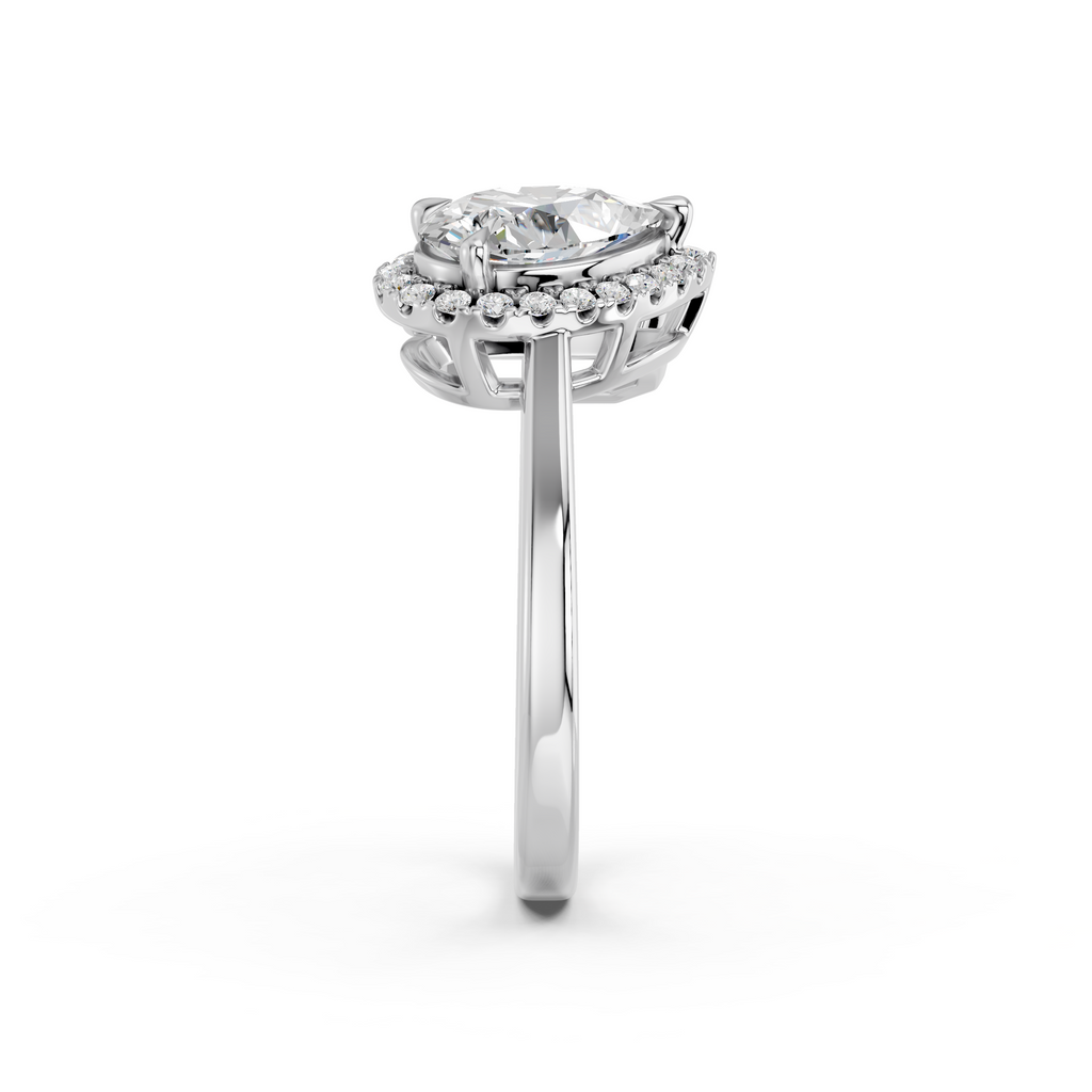 Emerald Cut And Pear Lab Diamond 2 Stone Ring in 14K White Gold – reverse view