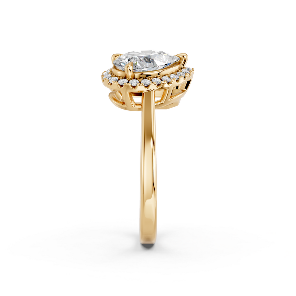 Emerald Cut And Pear Lab Diamond 2 Stone Ring in 14K Yellow Gold – reverse view