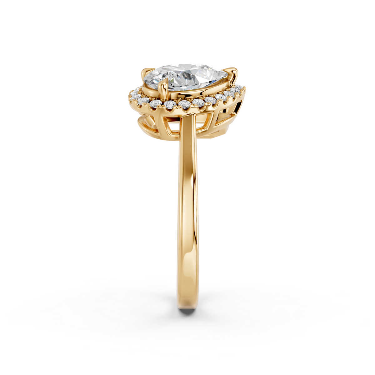 Emerald Cut And Pear Lab Diamond 2 Stone Ring in 14K Yellow Gold – reverse view