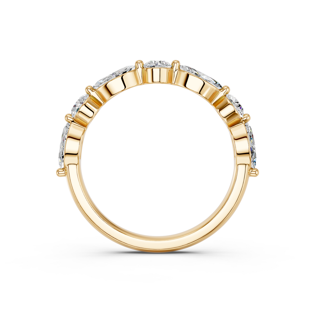 Round And Marquise Lab Diamond Anniversary Band in 14K Yellow Gold – front view
