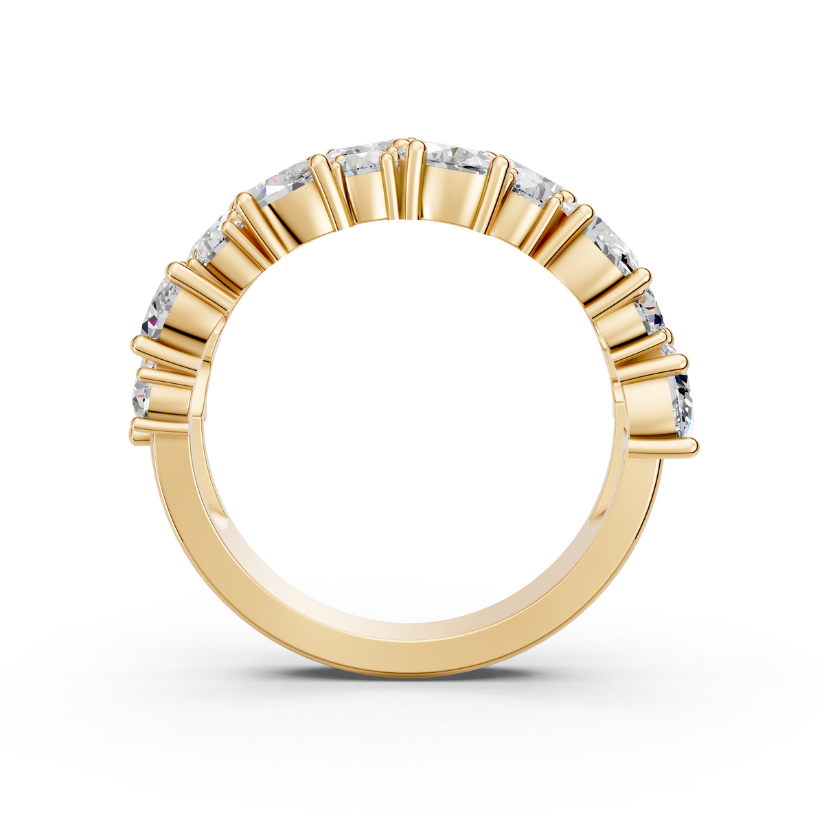 Oval And Round Lab Diamond Anniversary Band in 14K Yellow Gold – front view