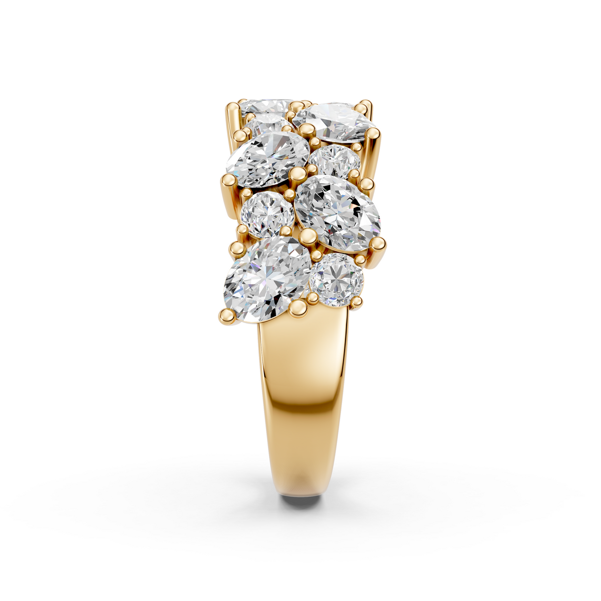 Oval And Round Lab Diamond Anniversary Band in 14K Yellow Gold – reverse view