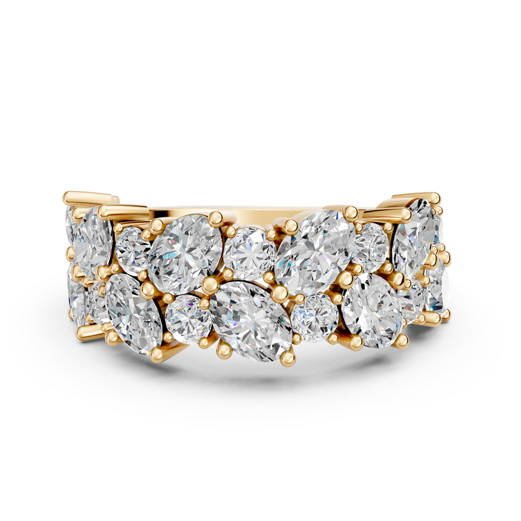 Oval And Round Lab Diamond Anniversary Band in 14K Yellow Gold – top view
