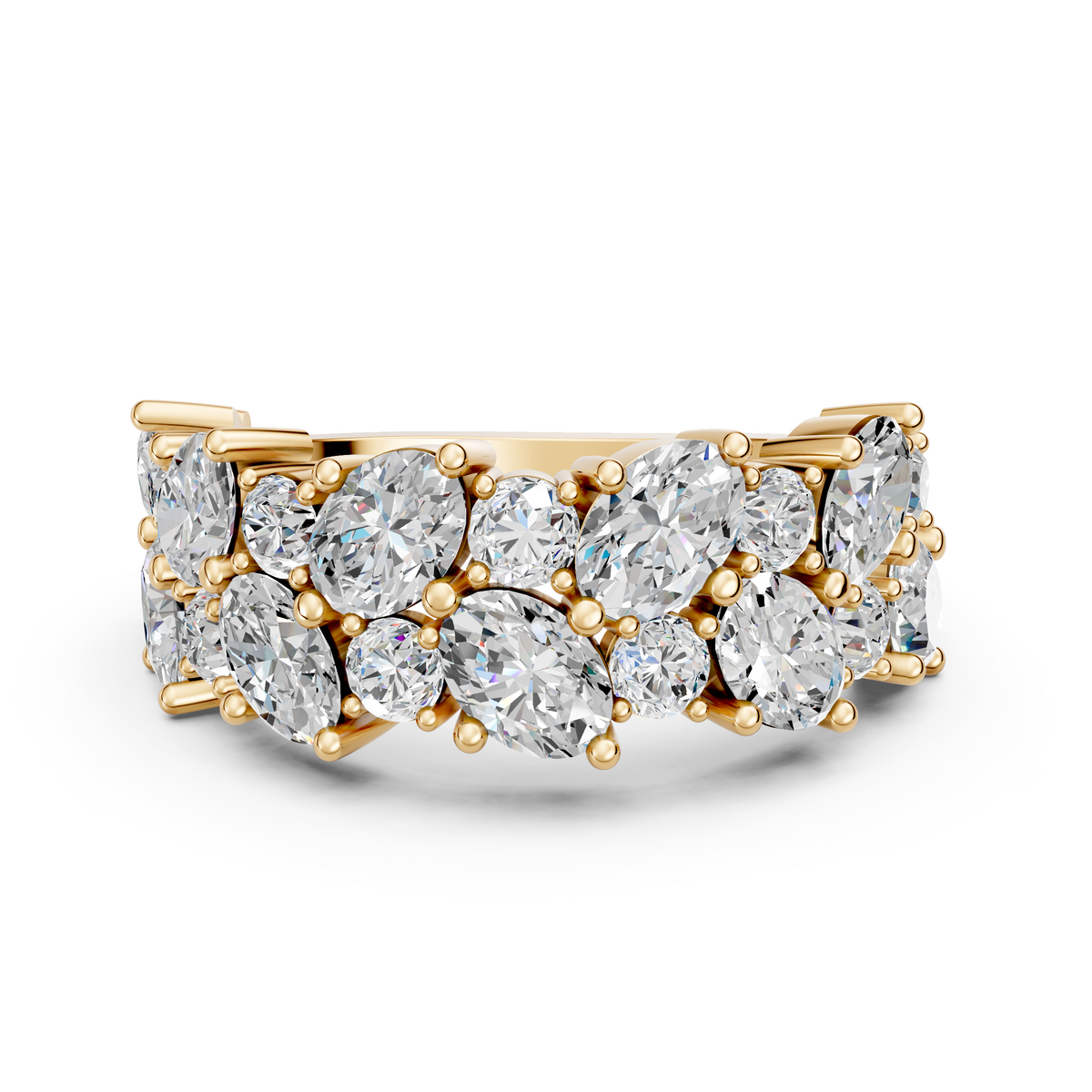Oval And Round Lab Diamond Anniversary Band in 14K Yellow Gold – top view