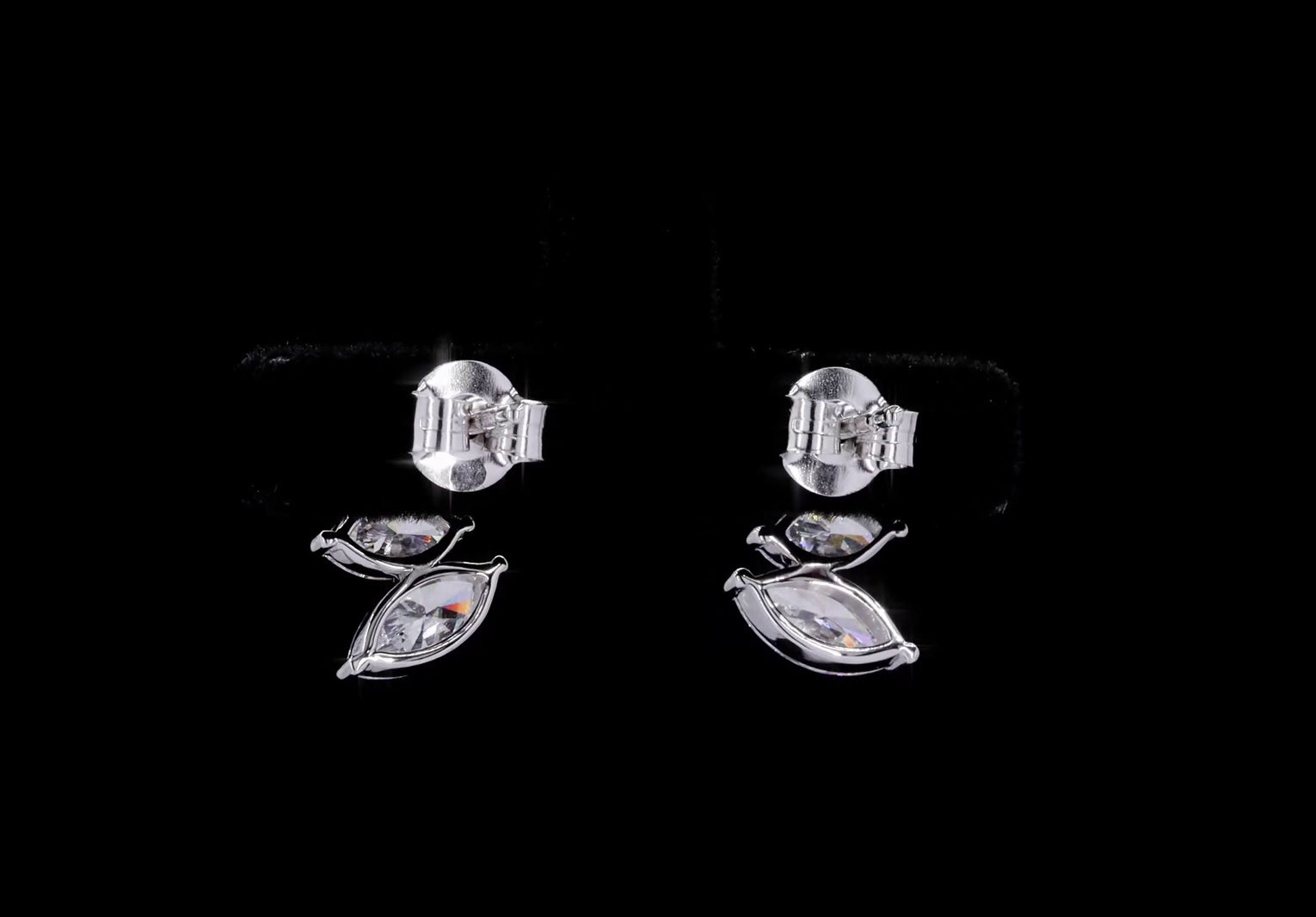 Marquise Diamond Cuff Earrings on 14k White Gold