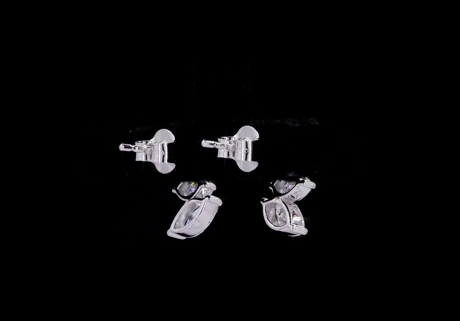 Marquise Diamond Cuff Earrings on 14k White Gold