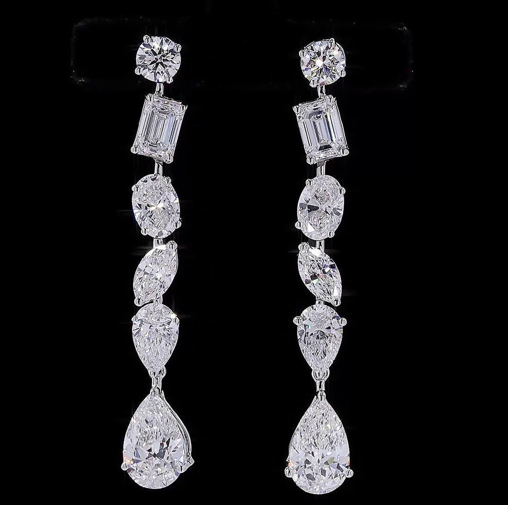 6.5CT DIAMOND MULTISHAPE LONG DANGLERS