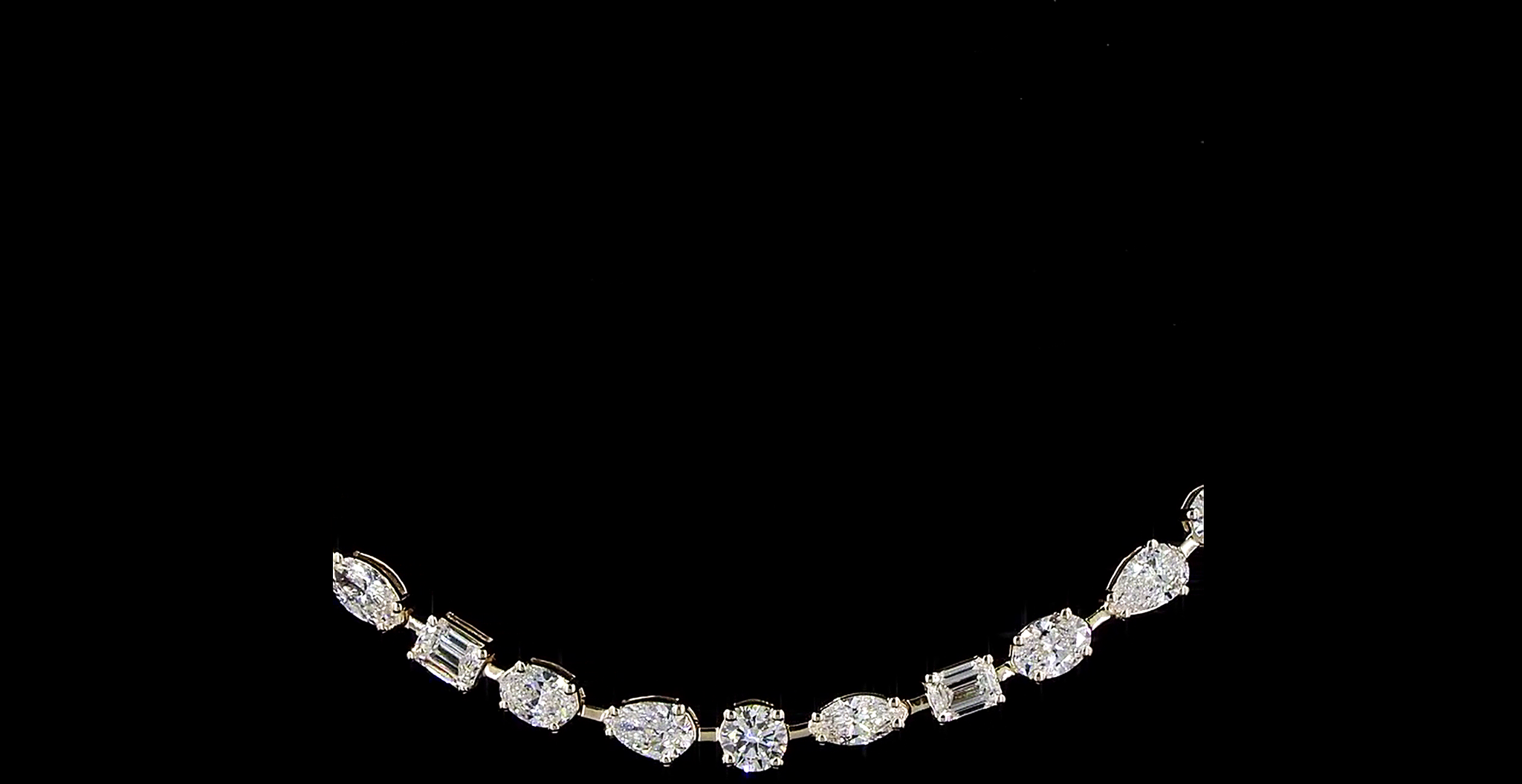 Multishape Diamond necklace on a black background