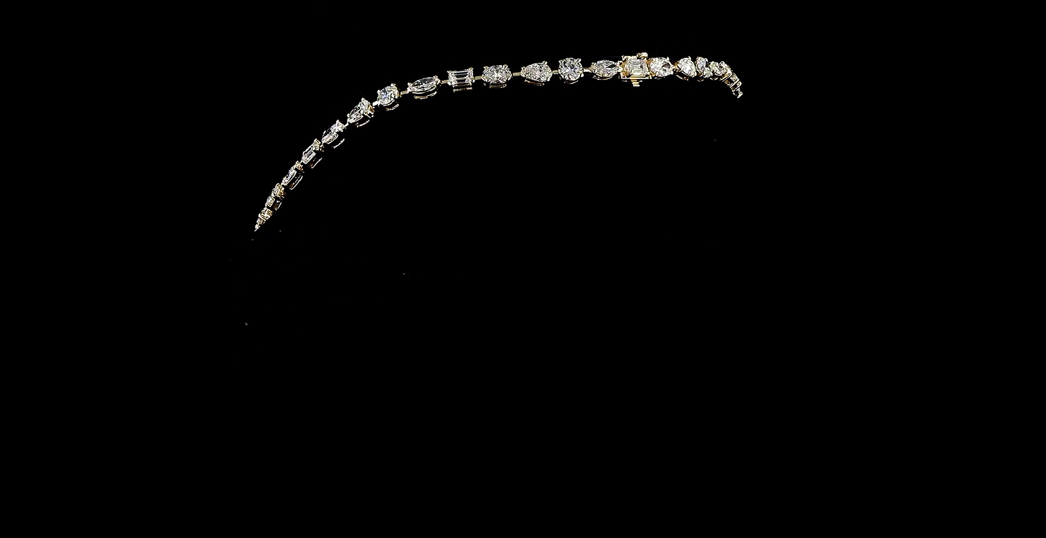 Multi shape Diamond necklace on a black background