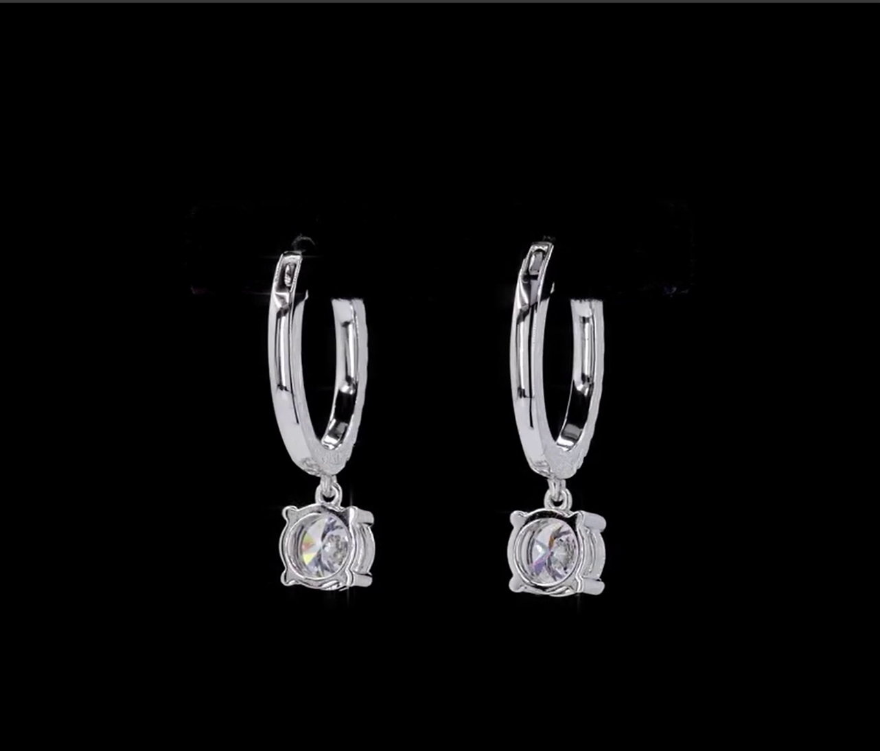 1.3CT PAVE HOOP EARRINGS WITH ROUND SOLITAIRE DIAMOND DROPS