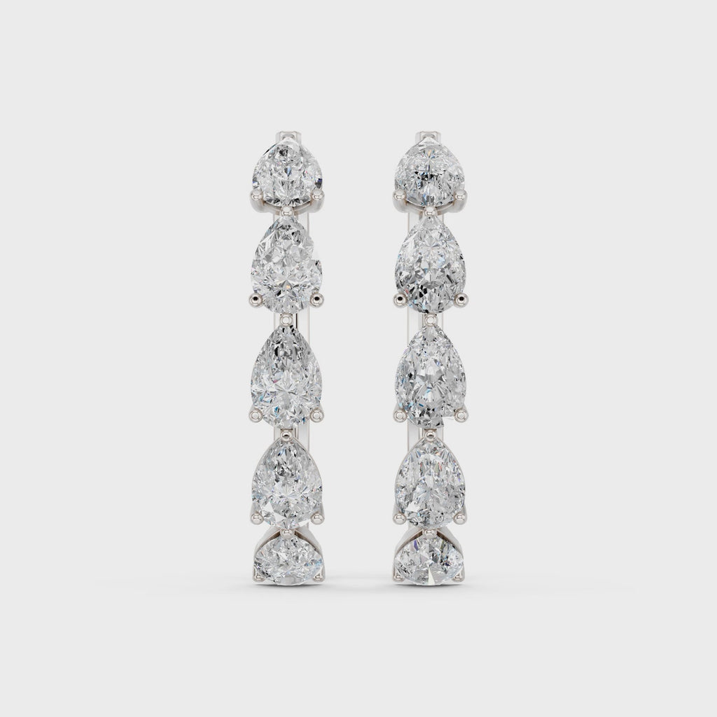 Pear Lab Diamond Hoop Earring in 14K White Gold – video