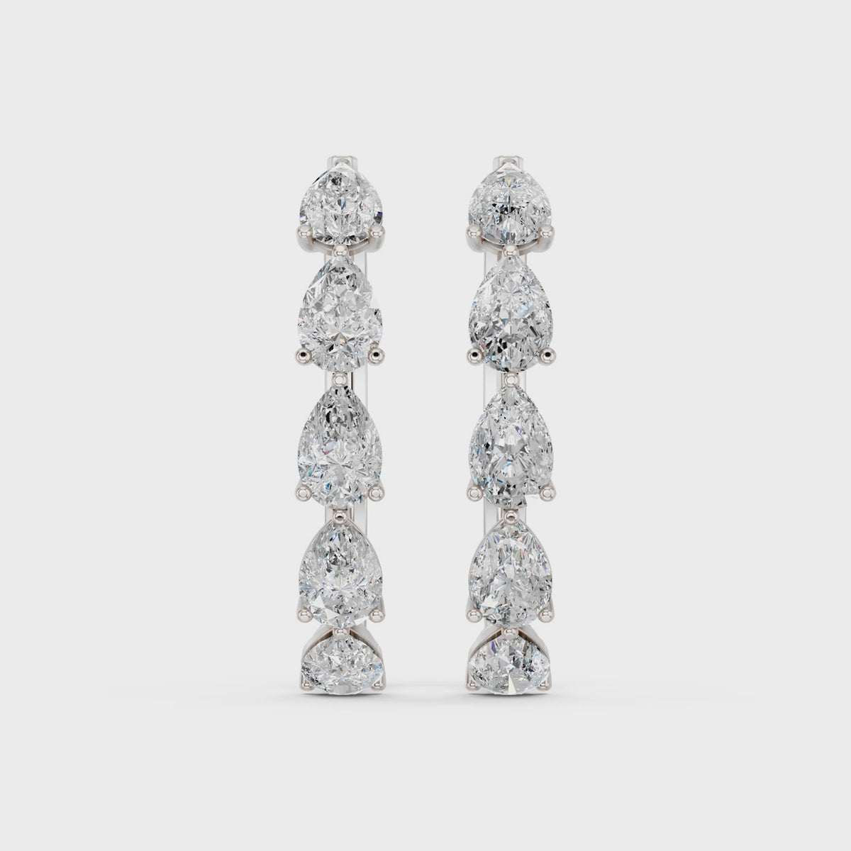 Pear Lab Diamond Hoop Earring in 14K White Gold – video