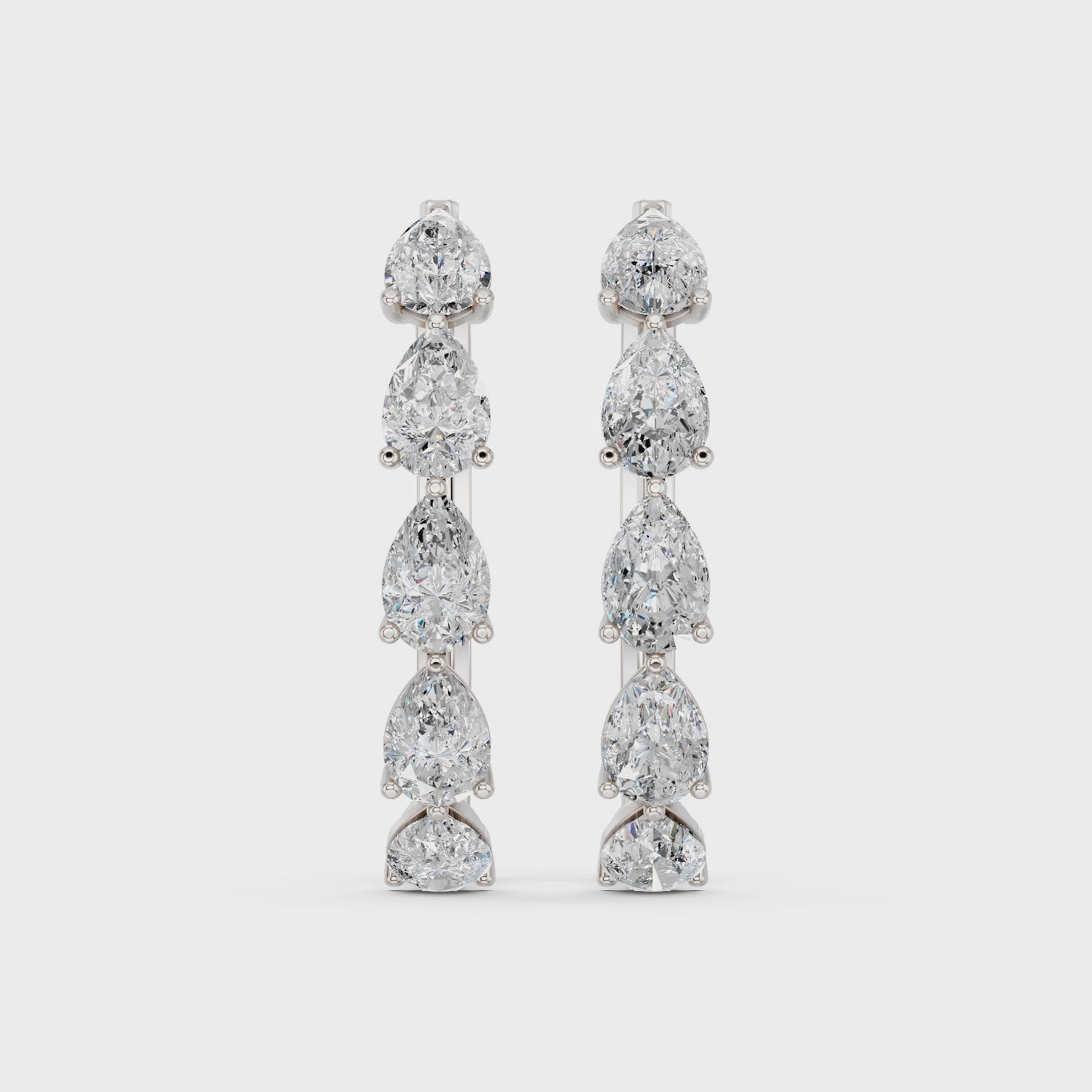 Pear Lab Diamond Hoop Earring in 14K White Gold – video