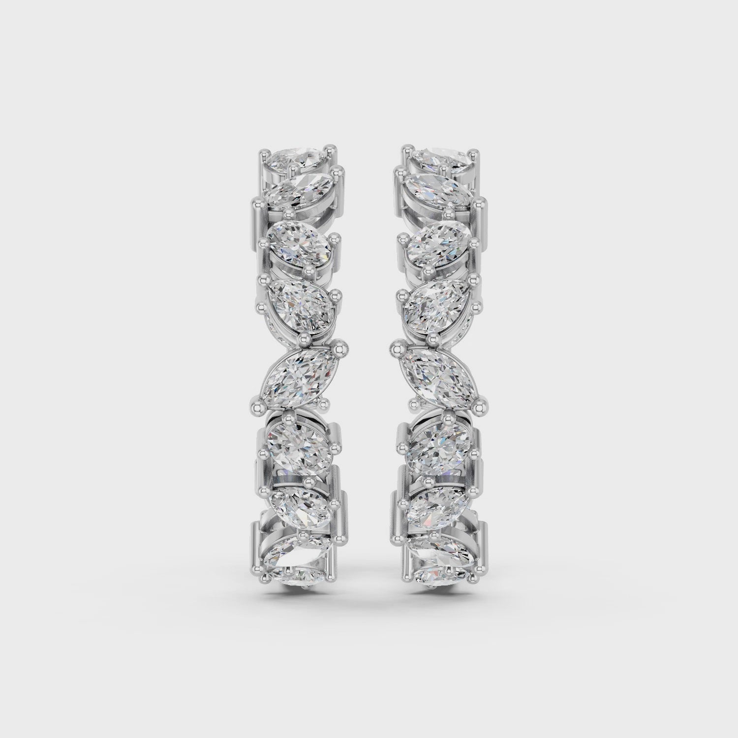 Multi Shape Lab Diamond Inside Out Hoop Earring in 14K White Gold – video