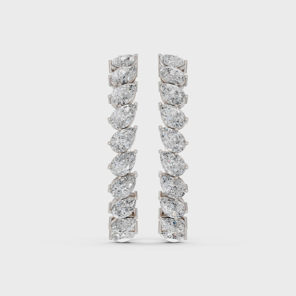 Tilted Pear Lab Diamond Hoop Earring in 14K White Gold – video