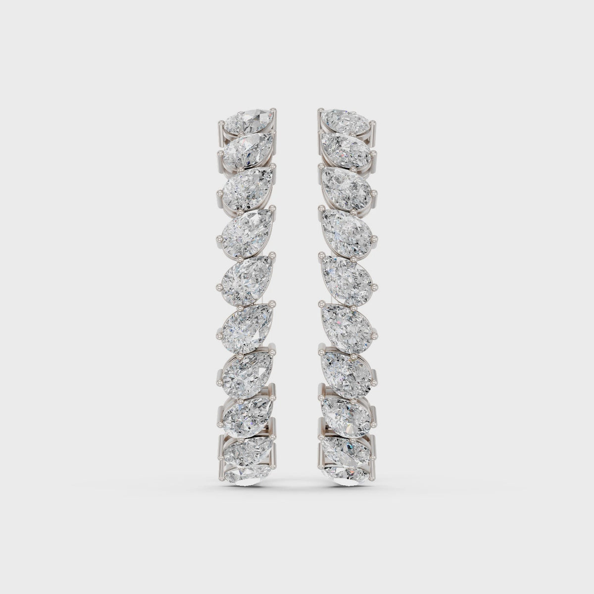 Tilted Pear Lab Diamond Hoop Earring in 14K White Gold – video