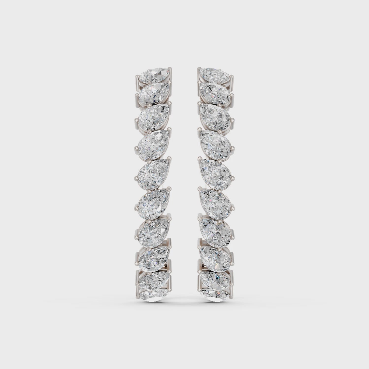 Tilted Pear Lab Diamond Hoop Earring in 14K White Gold – video