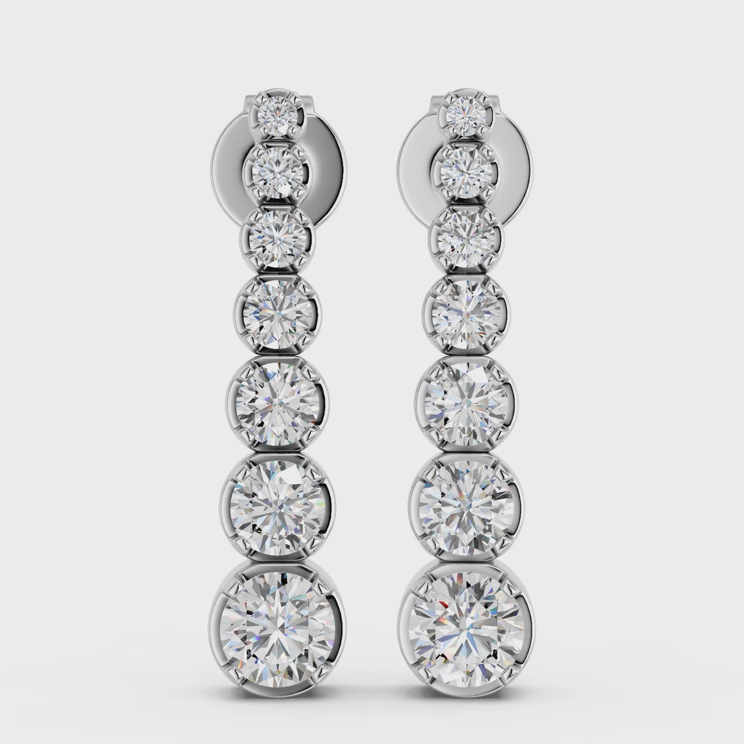 Round Lab Diamond Linear Earring in 14K White Gold – video