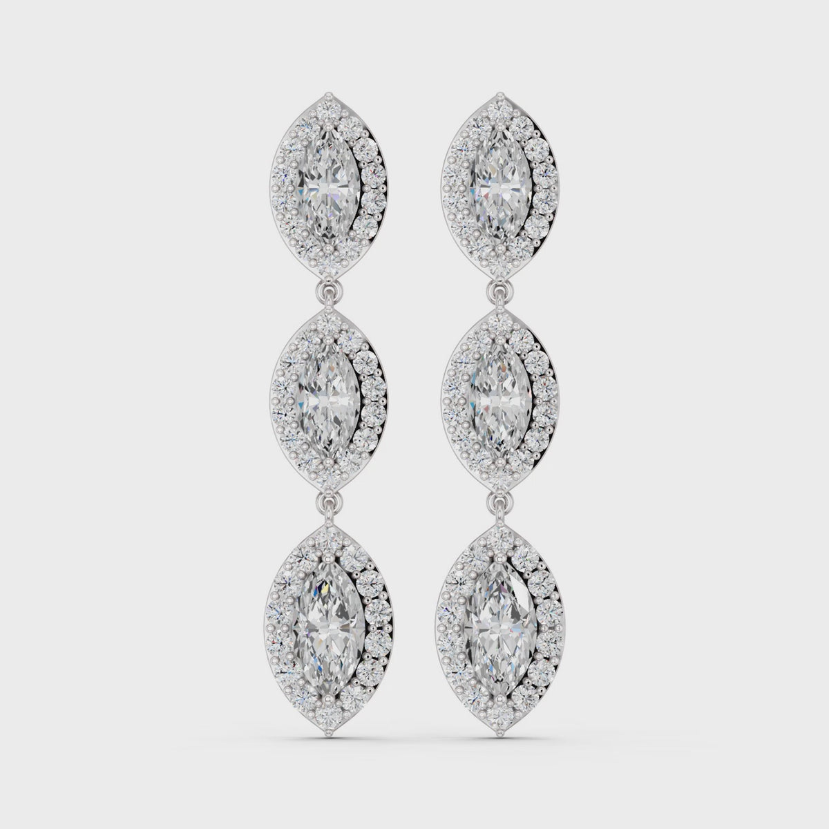 Marquise Lab Diamond Linear Earring in 14K White Gold – video