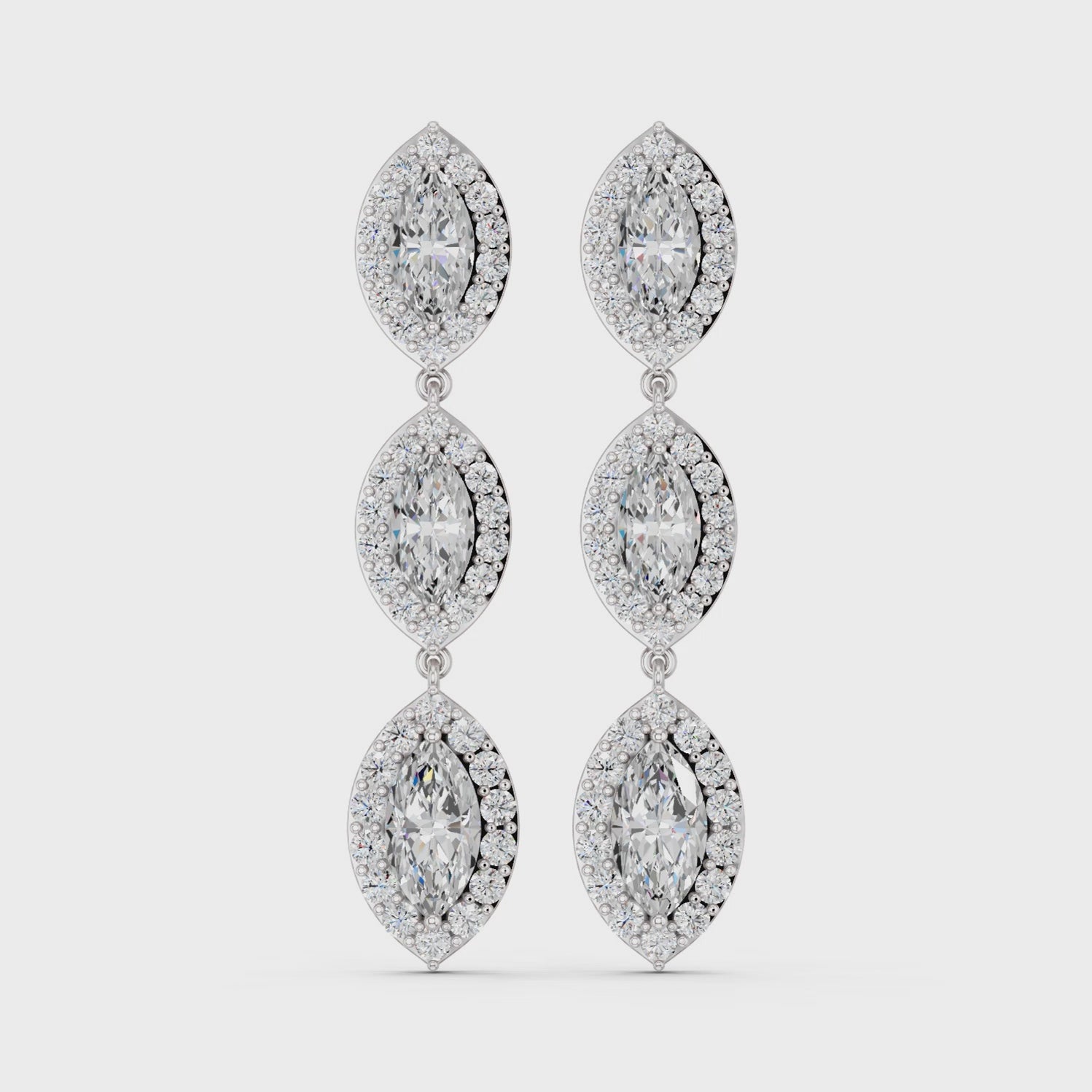 Marquise Lab Diamond Linear Earring in 14K White Gold – video
