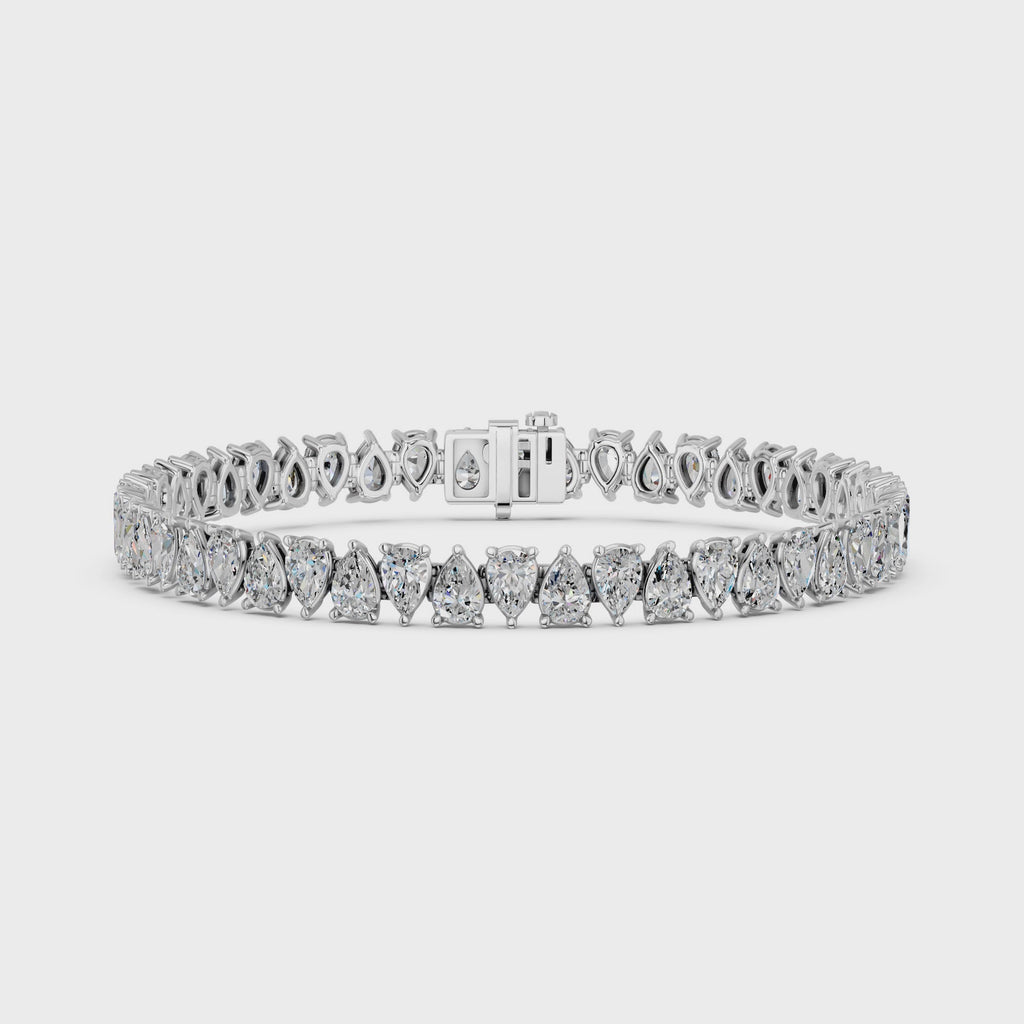Alternate Pear Shape Lab Diamond N-S Tennis Bracelet in 14K White Gold – video