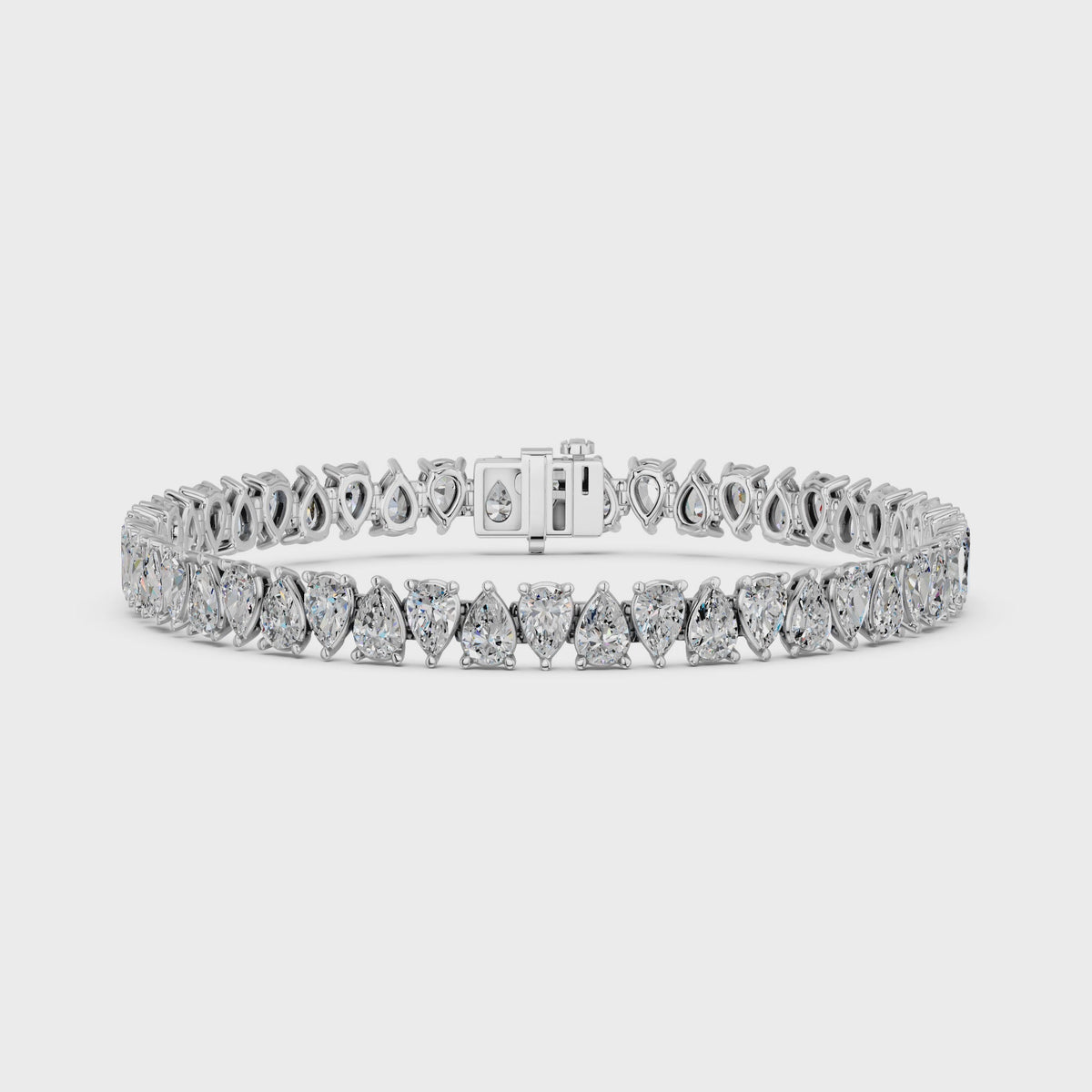 Alternate Pear Shape Lab Diamond N-S Tennis Bracelet in 14K White Gold – video