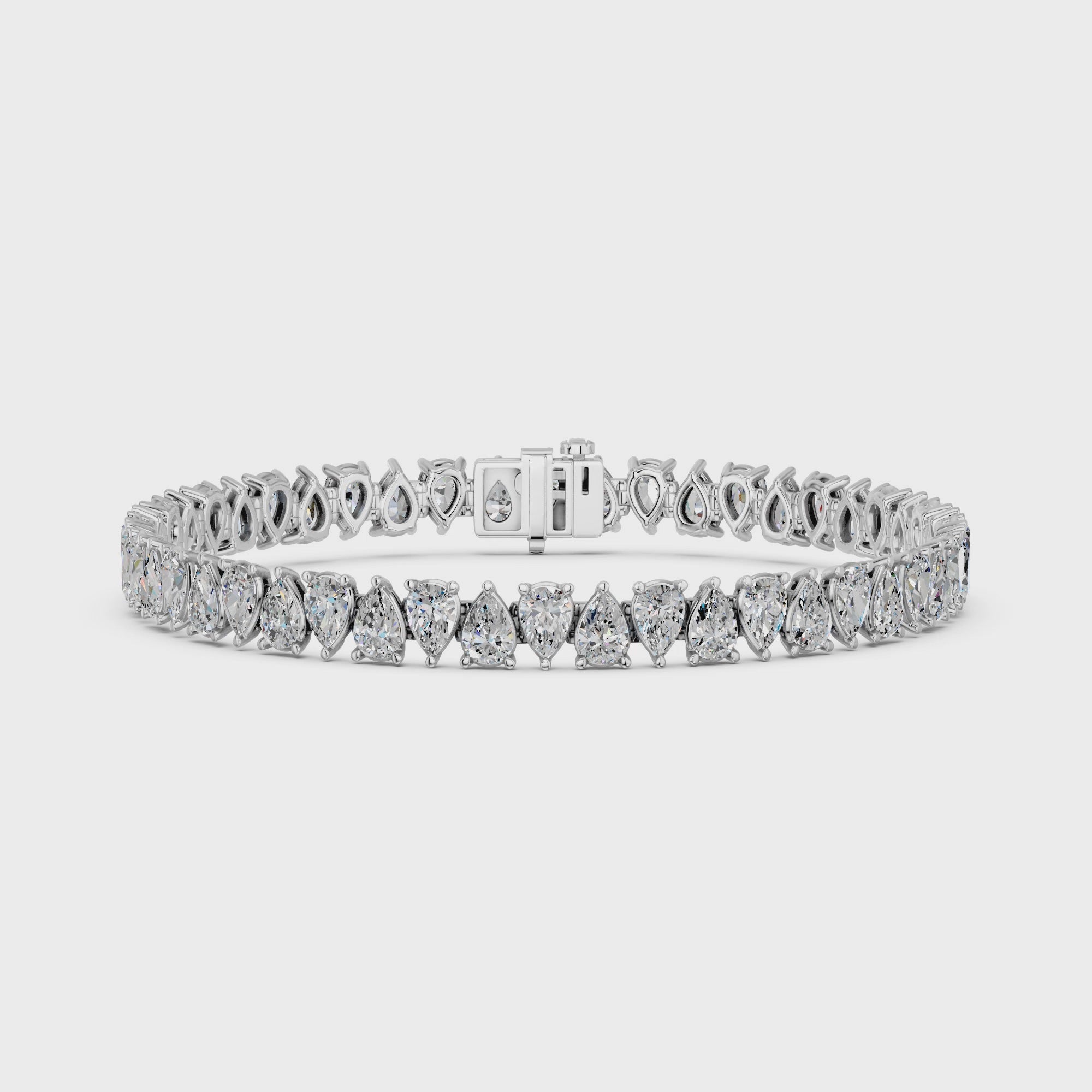 Alternate Pear Shape Lab Diamond N-S Tennis Bracelet in 14K White Gold – video