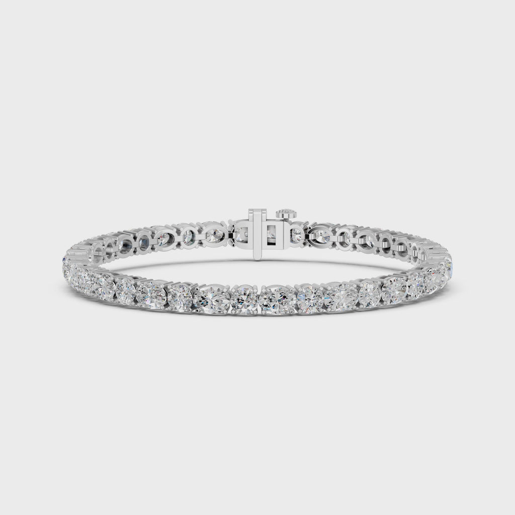 Alternating Oval And Round Lab Diamond Tennis Bracelet 14K White  Gold in 14K White Gold – video