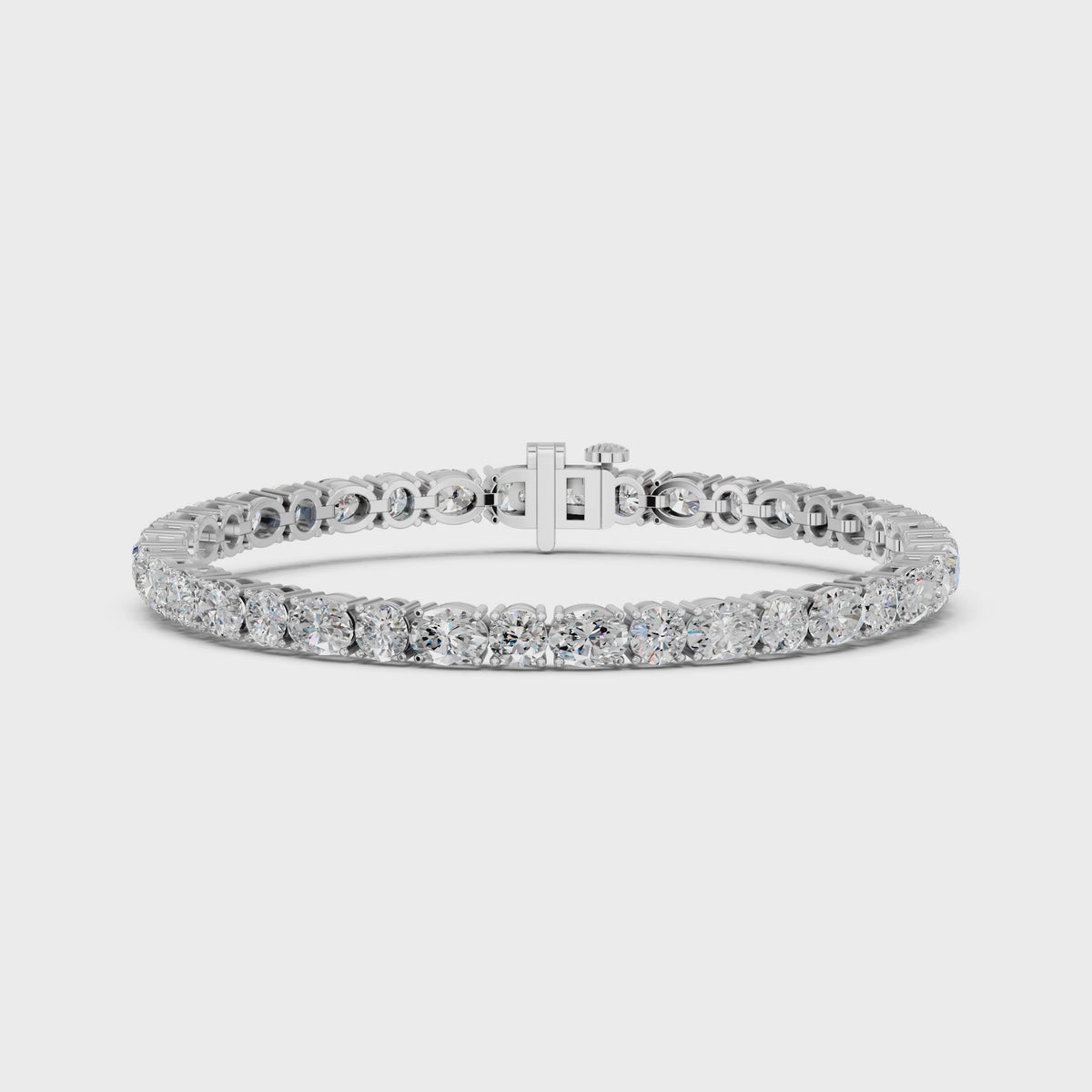 Alternating Oval And Round Lab Diamond Tennis Bracelet 14K White  Gold in 14K White Gold – video