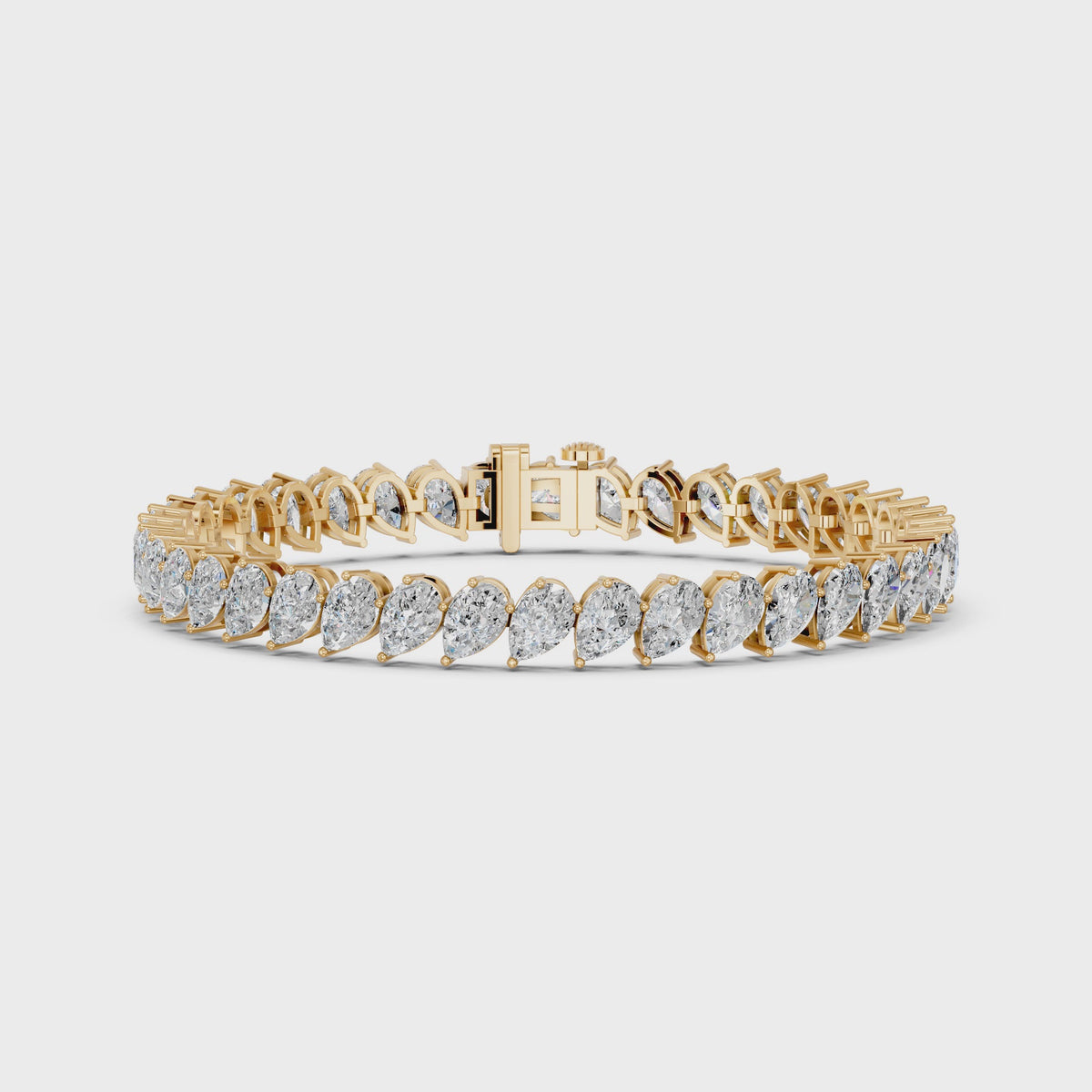Angled Pear Lab Diamond Tennis Bracelet in 14K Yellow Gold – video