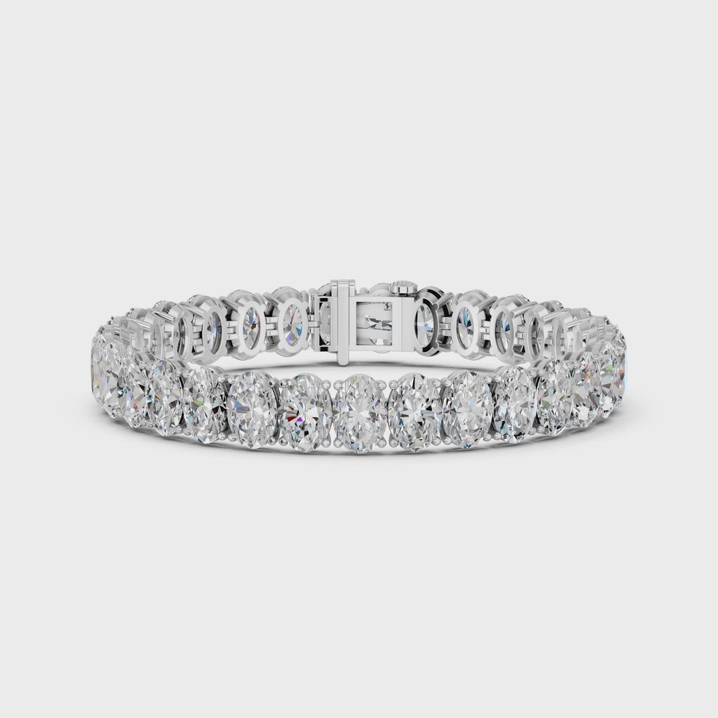 Oval Lab Diamond N-S Heavytennis Bracelet in 14K White Gold – video