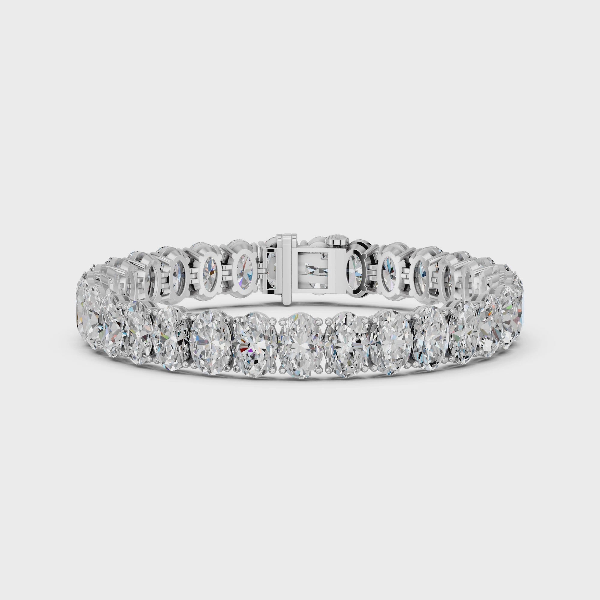 Oval Lab Diamond N-S Heavytennis Bracelet in 14K White Gold – video