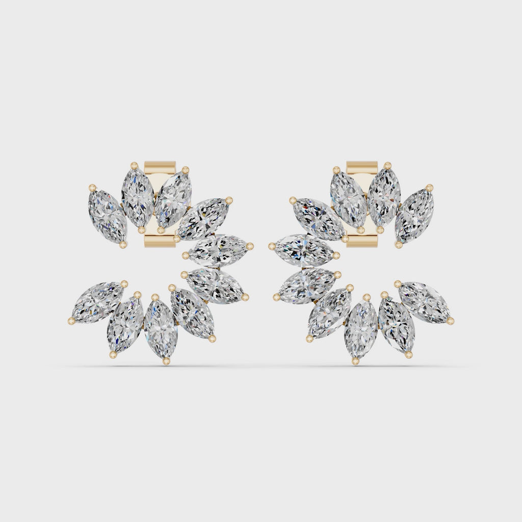 Marquise Lab Diamond Fashion Earring in 14K Yellow Gold – video