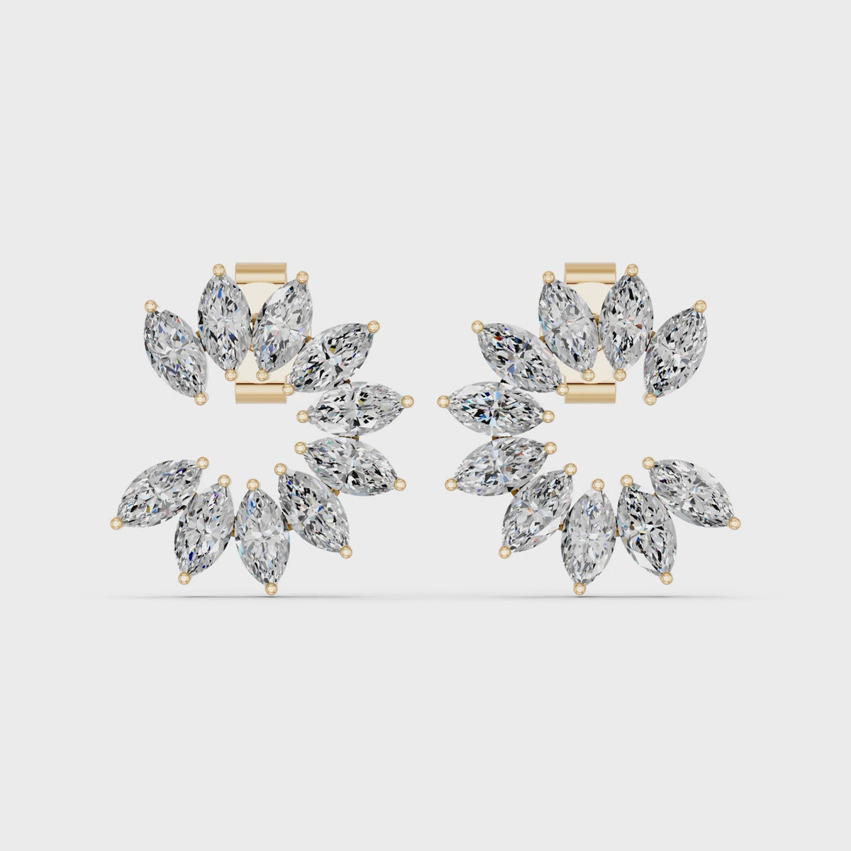 Marquise Lab Diamond Fashion Earring in 14K Yellow Gold – video