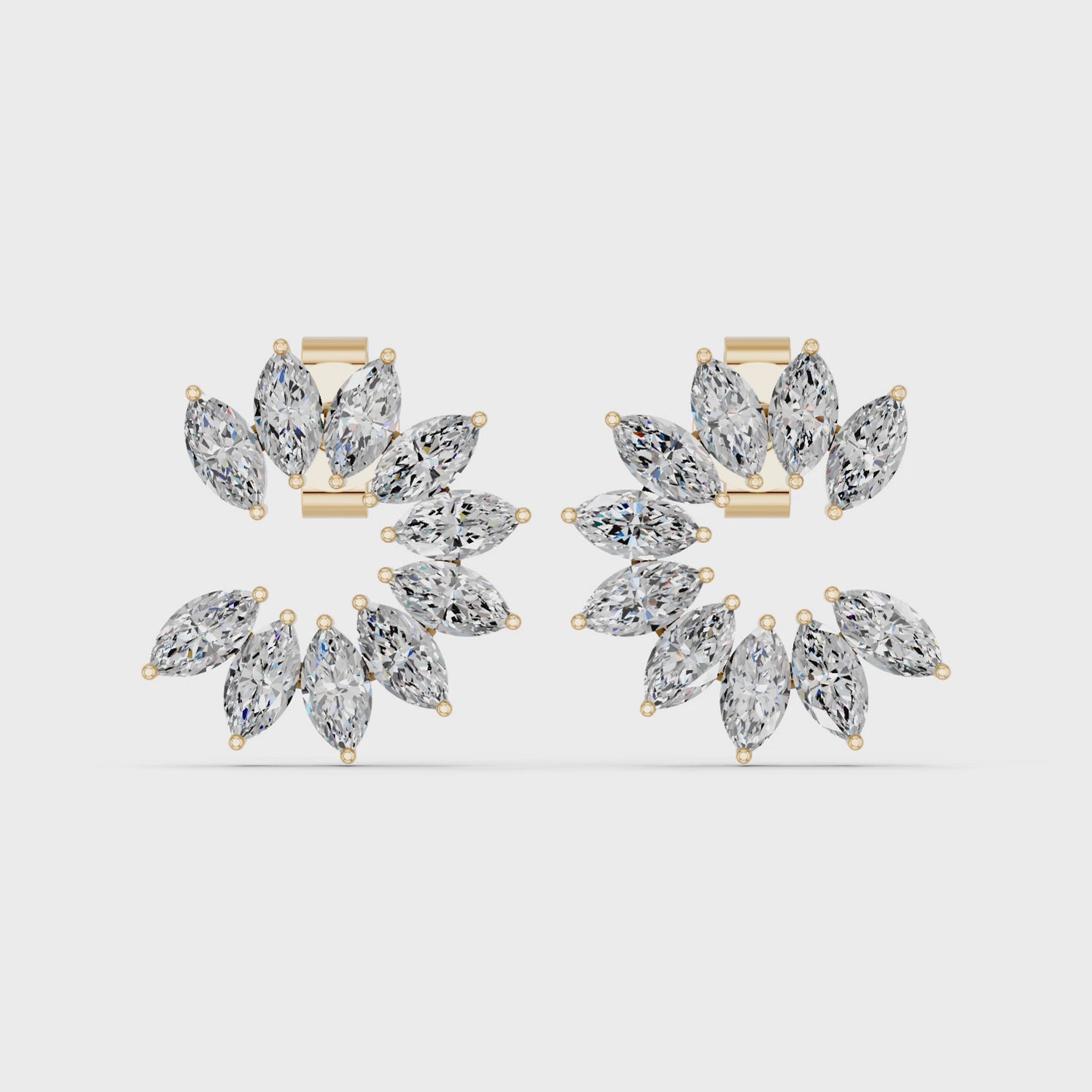 Marquise Lab Diamond Fashion Earring in 14K Yellow Gold – video