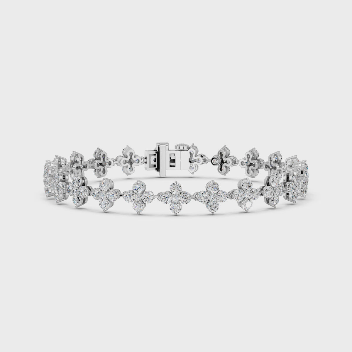 Round Lab Diamond Flower Tennis Bracelet in 14K White Gold – video