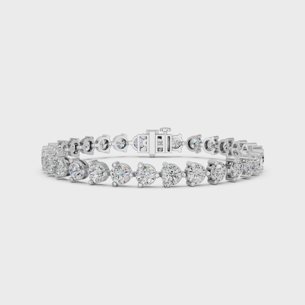 Round Lab Diamond 3 Prong Tennis Bracelet in 14K White Gold – video